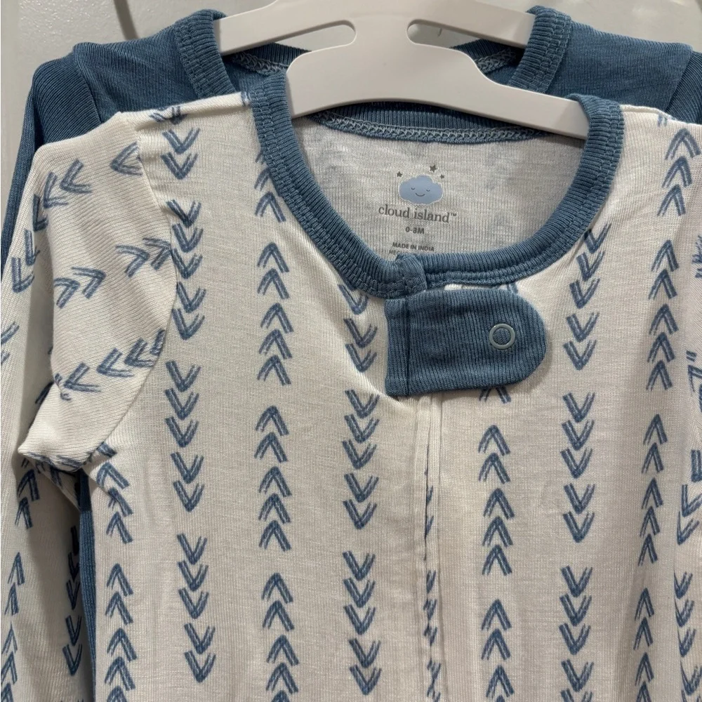Cloud Island Blue and White Baby Sleepers